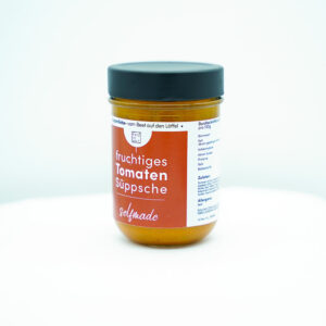 Tomatensuppe im Glas aus sonnengereiften Tomaten, handgemacht in der Proviantmanufaktur
