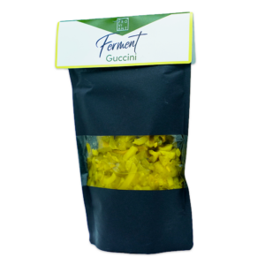 Guccini 300g Gurke-Zucchini Ferment Doypack Verpackung, schwarz, milchsauer fermentiertes Gemüse aus eigener Marktgärtnerei