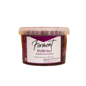 Rotkraut 400 g Ferment im Frischetopf, milchsauer fermentiertes Rotkohl-Gemüse aus eigener Marktgärtnerei, veredelt mit Nelken, Wacholderbeeren und Lorbeerblättern
