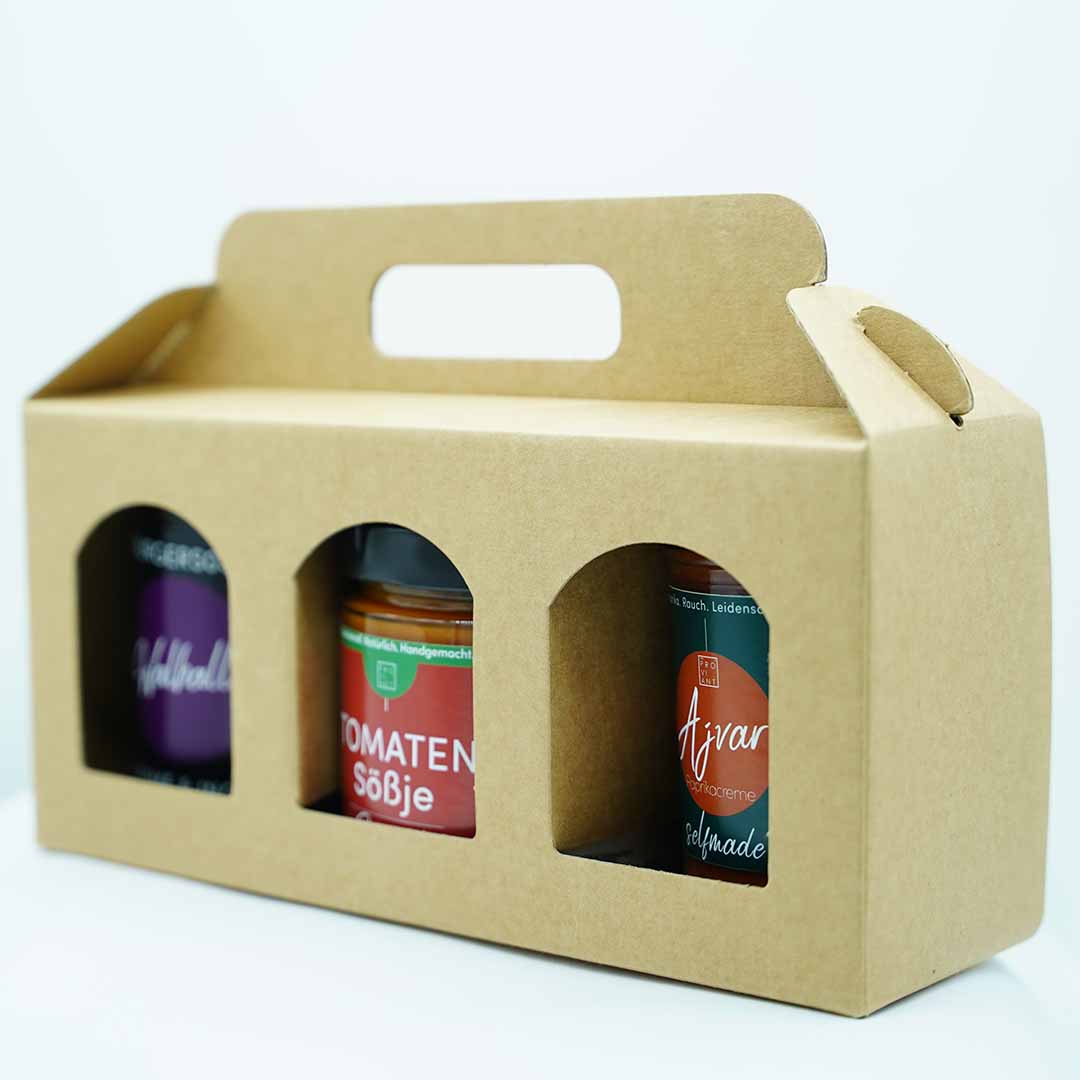 3er-Tragerl Soße im Set – Tomatensauce, Ajvar Paprikacreme und Valhalla Pflaume-Ingwer BurgerSoße, perfekt als Geschenk oder Genuss-Trio, handwerklich aus eigener Marktgärtnerei
